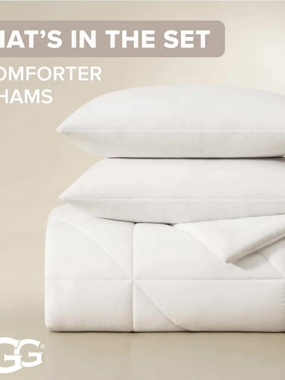 UGG Corey Queen Comforter Set, Fluffy Bedding Set, 3-Piece, White (Snow)